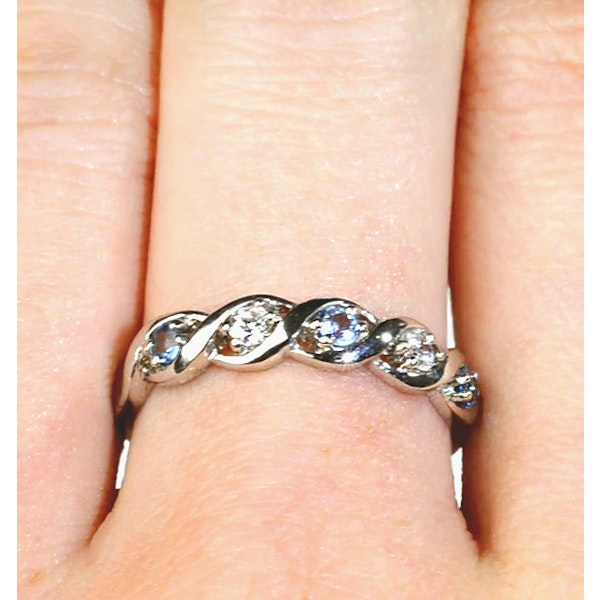 Blue Topaz 0.18CT And Diamond 925 Sterling Silver Ring